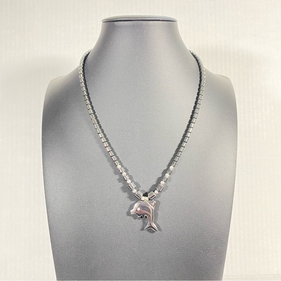 Jewelry - Dolphin Pendant & Hematite Beaded Necklace